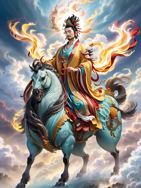 00460-2092248579-Chinese mythological characters, Kirin, Immortal, Xiangyun, 3D, highest quality, ultra detailed, photorealistic, vibrant colors,.png